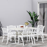Set Of 7 Retro Garden Bistro Set Cast Aluminum With Cushions | Set-of-7 | White