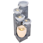 Solar-powered Outdoor Water Fountain With Led Lights – Modern Ceramic-style Multi-tier Garden Cascade