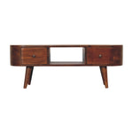Solid Wood Chestnut Round Open Media Unit