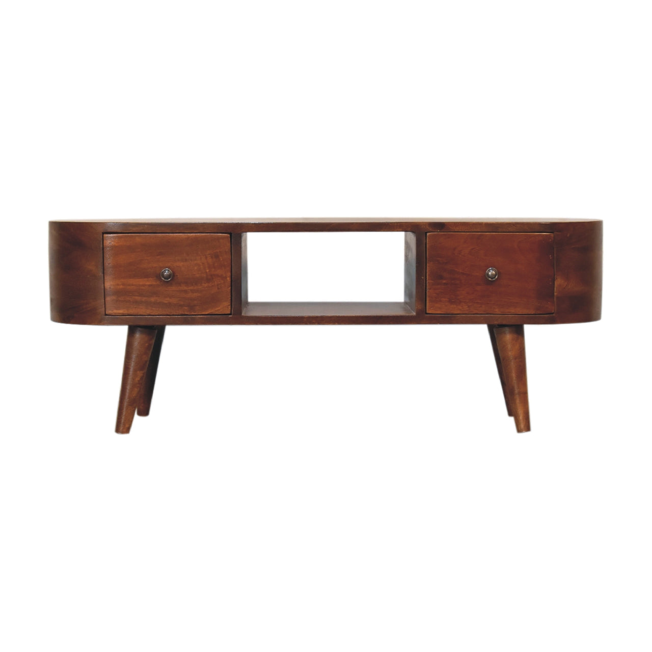 Solid Wood Chestnut Round Open Media Unit