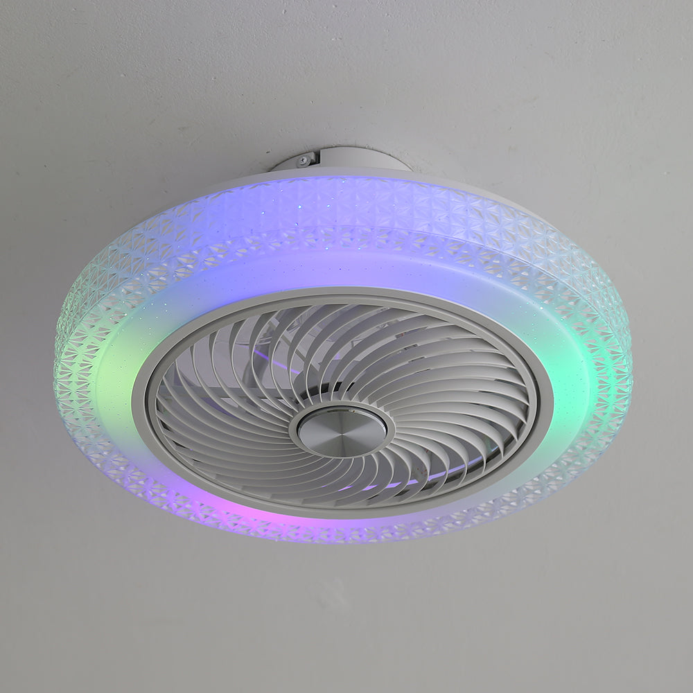 20 Inch 5-blade Ceiling Fan Light 12 Rgb Color Changing Modes, 6-speed, Reversible, Remote Control + Timer + App Smartphone Control