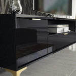 Goldline Gloss Tv Unit 200cm | Black