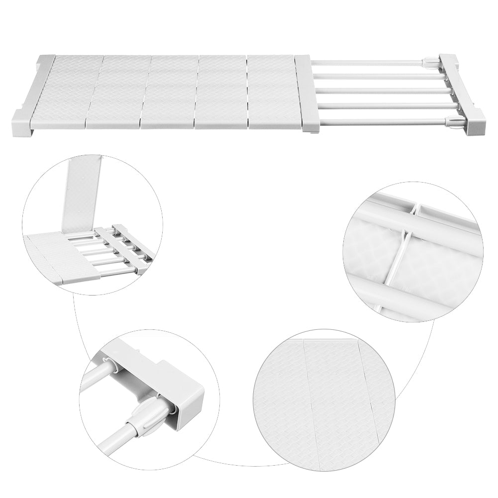 Expandable Closet Tension Shelf Rod And Storage Layer Dividers