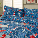 Coastal Patch Printed Cotton Rich King Duvet Set Reversible | King | Blue