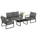 Outsunny 4 Piece Garden Furniture Set, Outdoor Sofa Set, Black