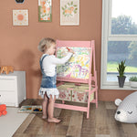 Kids Easel With Paper Roll, Blackboard, Whiteboard, Storage | Pink