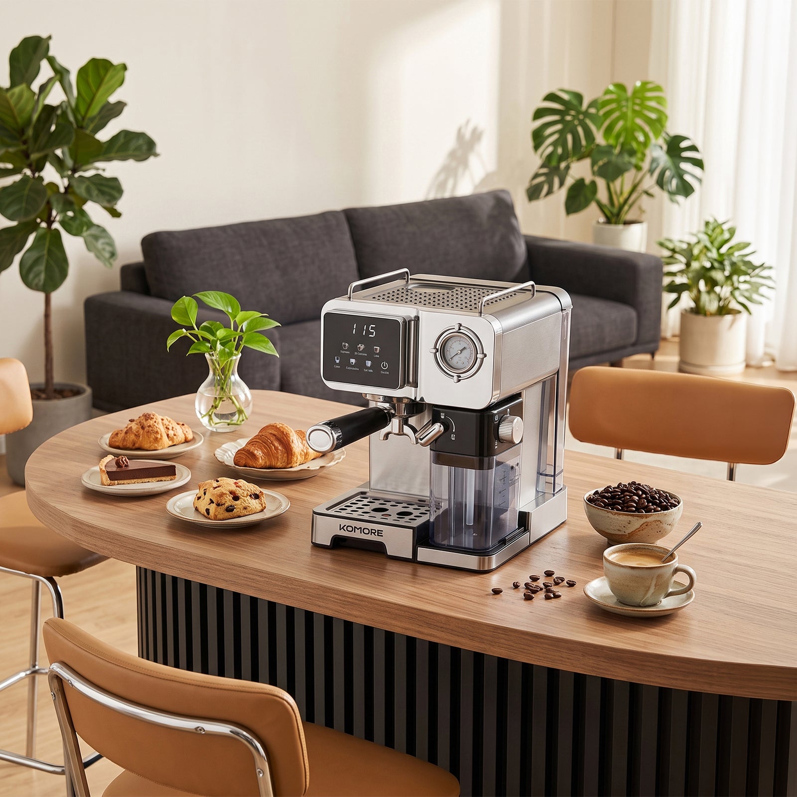 Breeins 1350w 20 Bar Espresso Machine With Pressure Gauge & 1.6l Water Tank