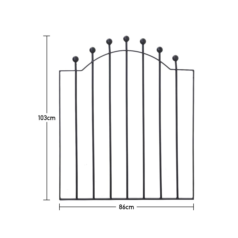 86 W×103cm H Arched Wrought Iron Garden Gate Metal Entry Gate With Ball Finials
