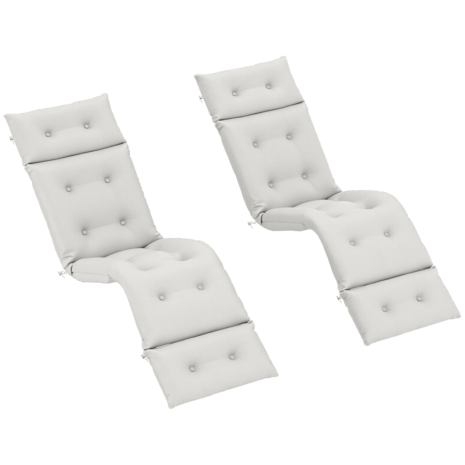 Garden Lounge Chair Cushions Set Of 2, 220gsm Fabric | Light Grey