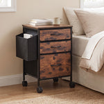 Vintage Filing Cabinet With Casters | 3 Drawer | Black & Brown