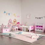 2 In 1 Wooden Kids Storage Bench, Toy Box W/ Safety Rod | Pink