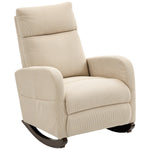 Modern High Back Corduroy Leisure Rocking Chair For Nursery | Beige