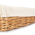 Wicker Cotton Lined Straight-sided Rectangular Tray | Small | Brown