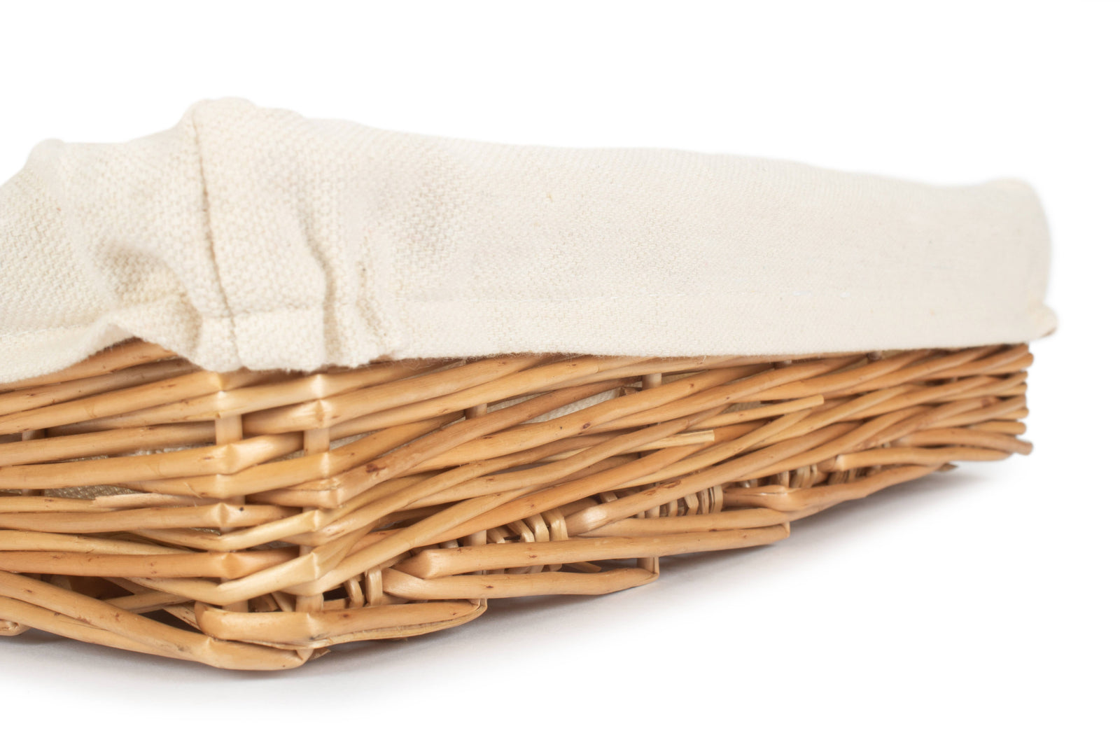 Wicker Cotton Lined Straight-sided Rectangular Tray | Small | Brown