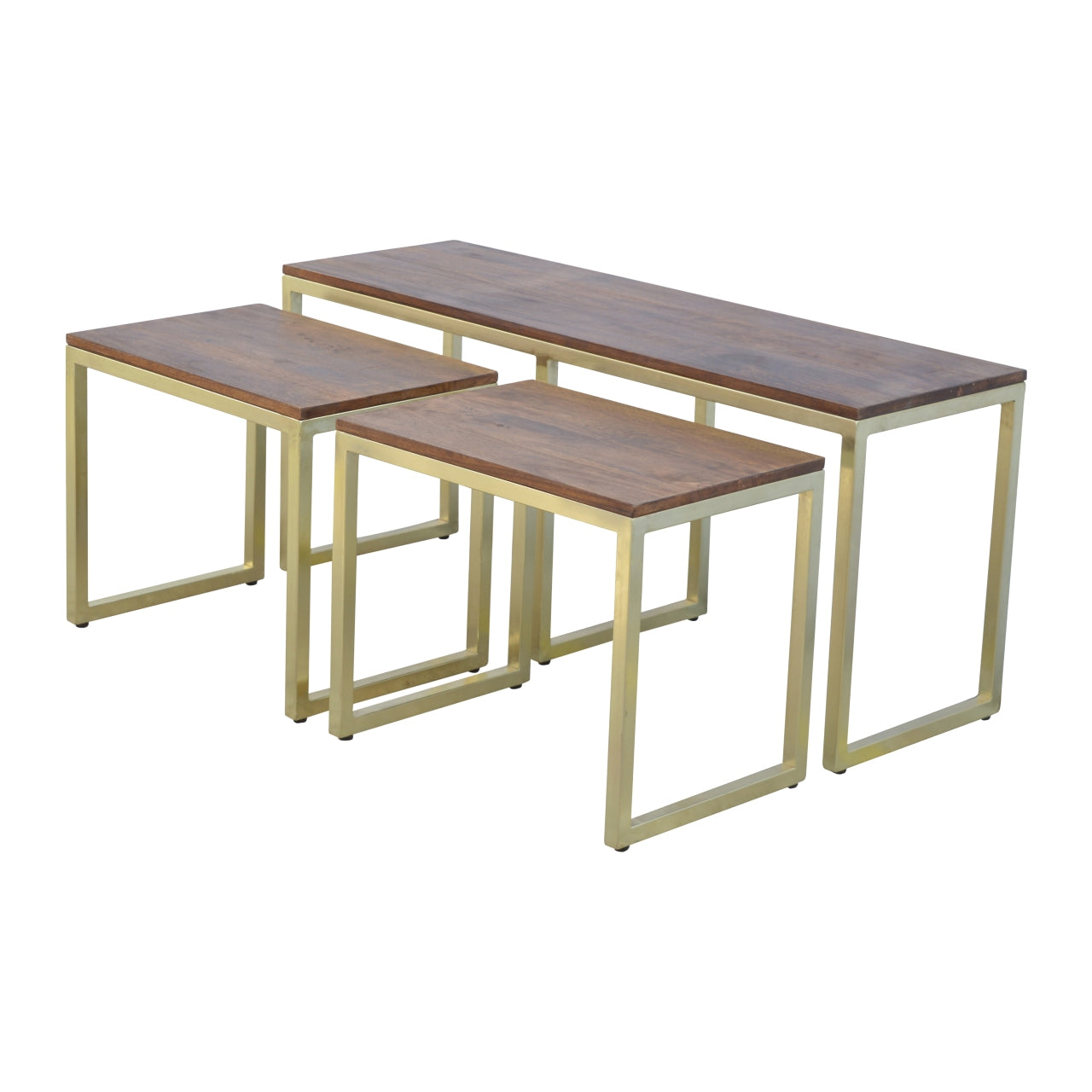 Solid Wood Chunky Gold Table Set Of 3
