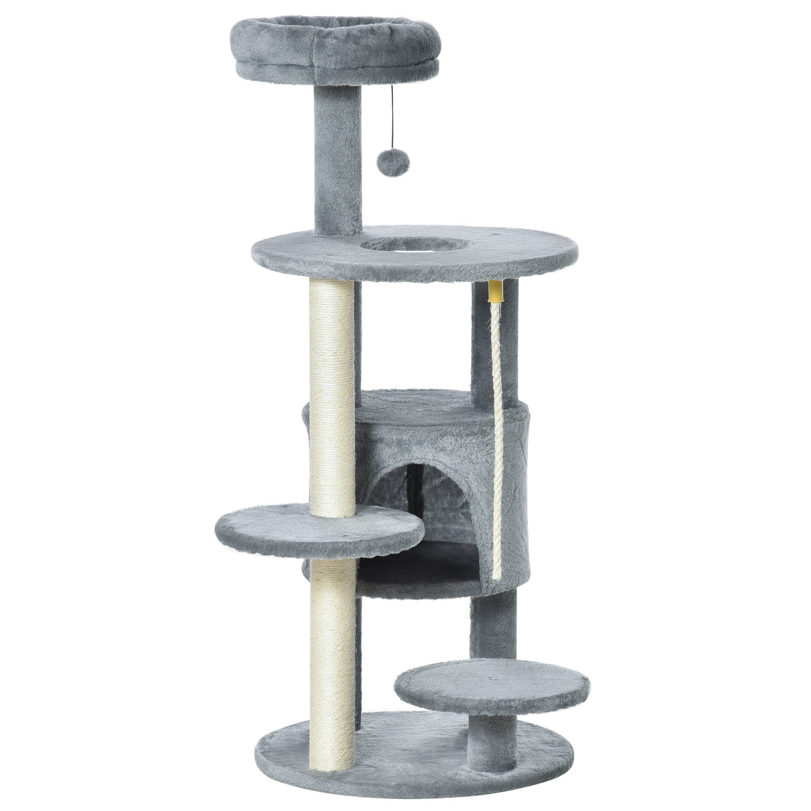 Cat Tree Tower Activity Center With Hanging Ball Toy Teasing Rope 112cm