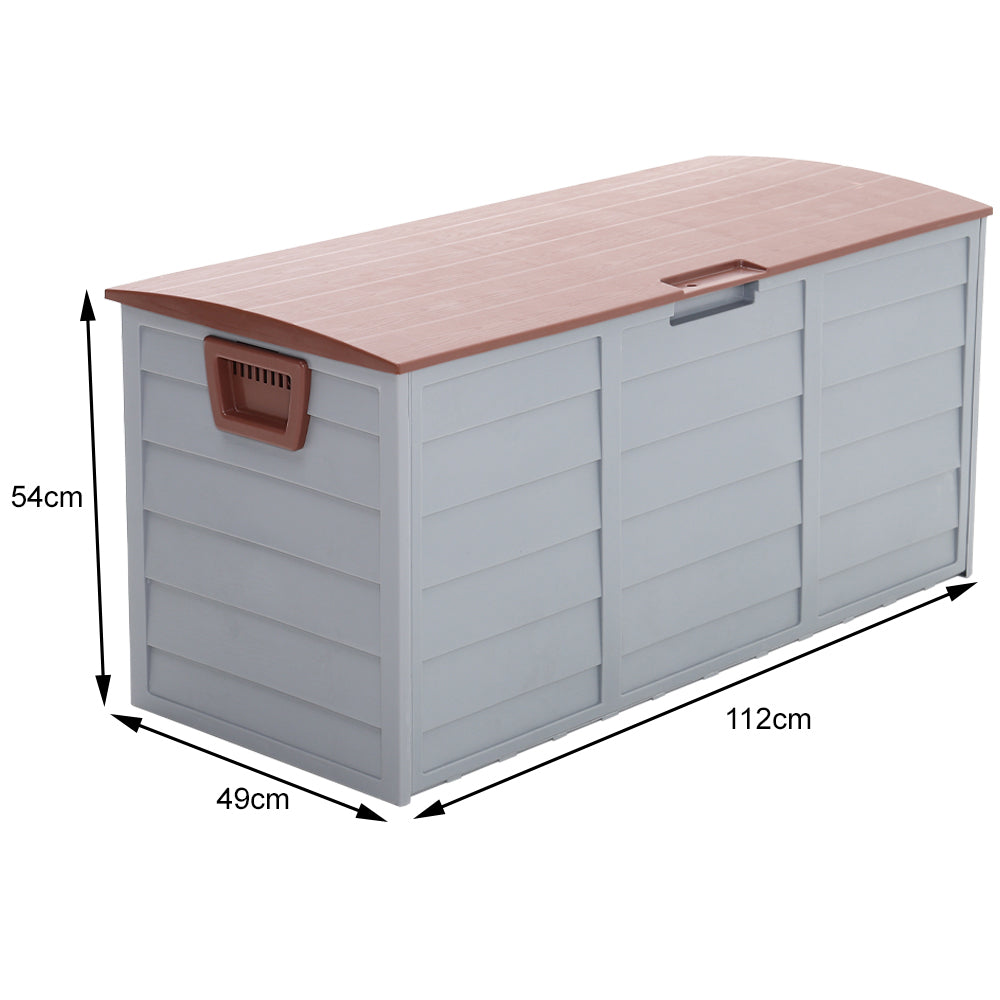 290l Waterproof Large Plastic Garden Storage Box With Wheels | Brown