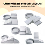 Soft Play Set 5pc Pu Leather Foam Blocks Baby Climbing Sliding Indoor Grey | Grey