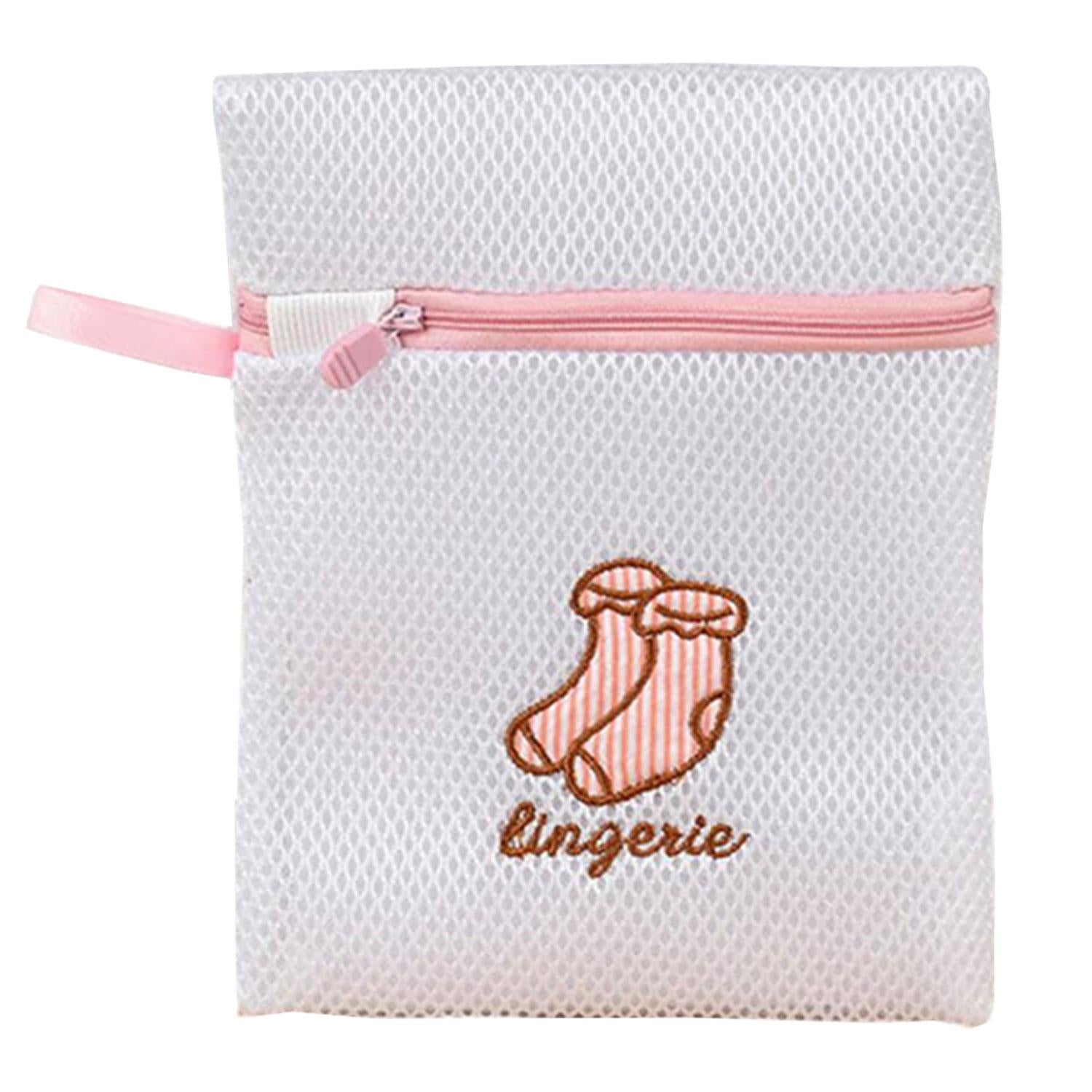 Zippered Mesh Laundry Clothes Washing Bag,  White