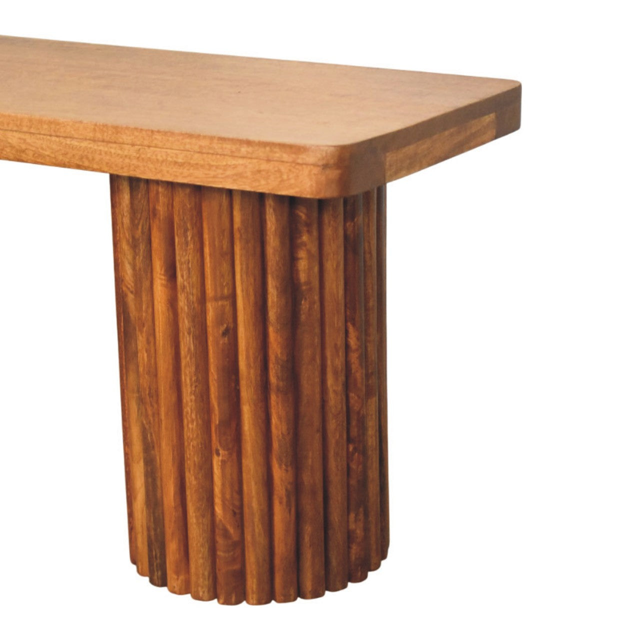 Astoria Fluted Bench, 2 cylindrical fluted bases, Warm Brown