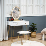 Dressing Table Set With Led Mirror & Stool 2 Drawers