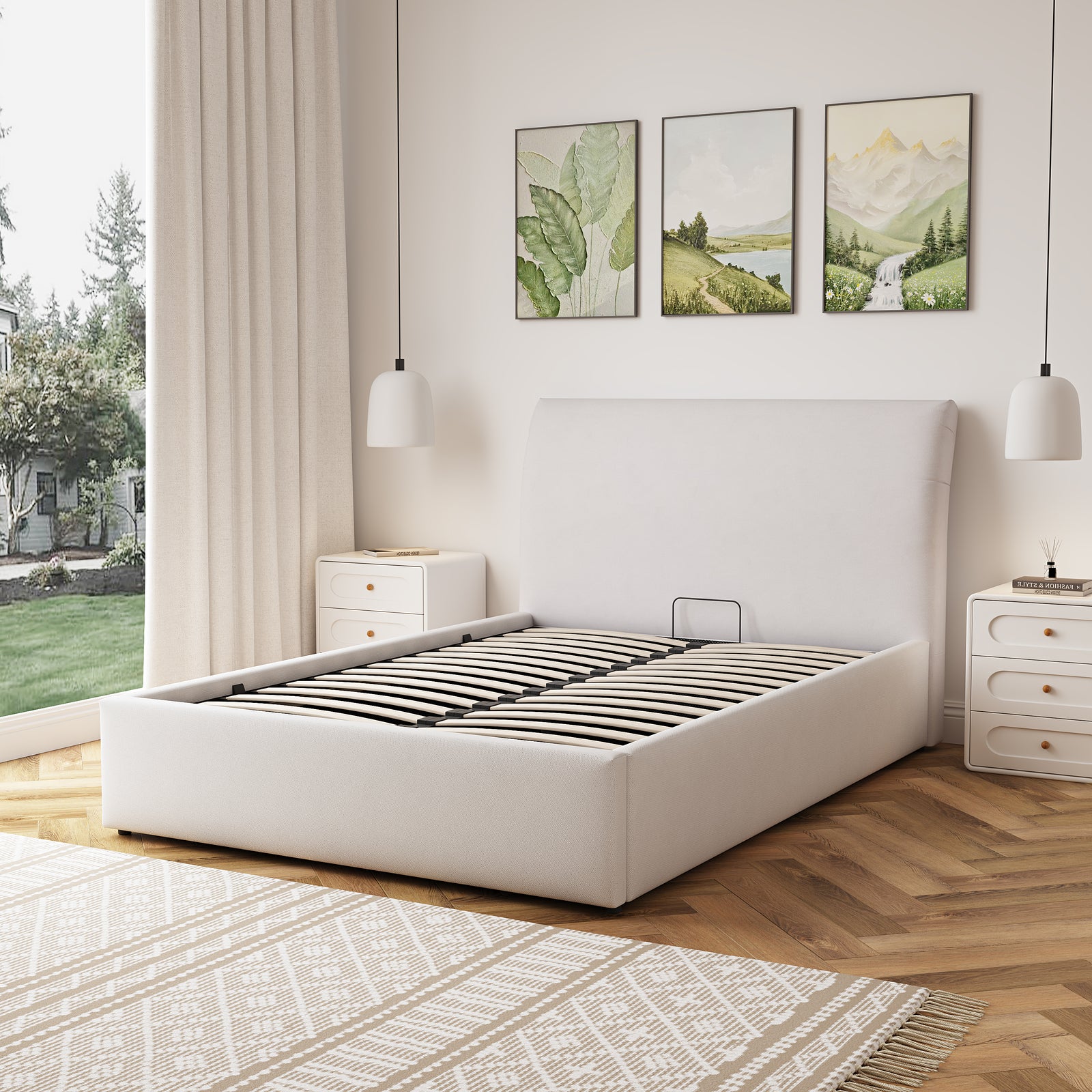 Bethany Fabric Ottoman Bed Frame | Double | Beige