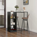HOMCOM Breakfast Bar Table With 3-tier Storage Shelf And Wine Rack, Black