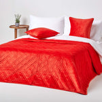 Paragon Diamond Pattern Geometric Velvet Bedspread | 200cm x 200cm | Terracotta