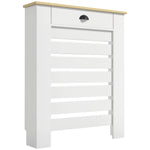 Radiator Cover With Drawer, Horizontal Slat | 78cm | White
