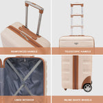 56x45x25cm Hard Cabin Suitcase - Lightweight 2-Wheel ABS Carry On Hand Luggage | Cabin | Cream
