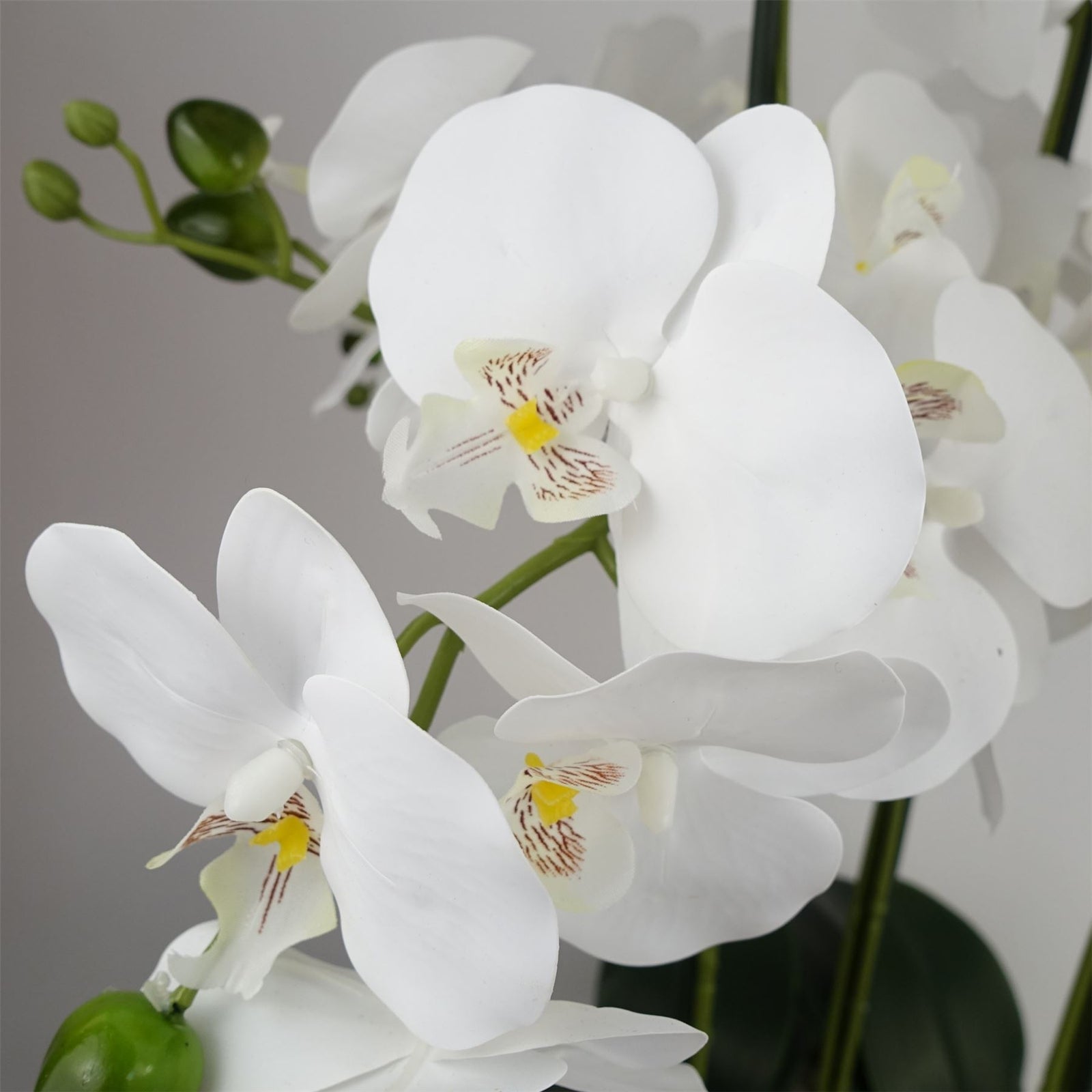 Artificial 60cm Orchid White Marble Effect Ceramic Planter