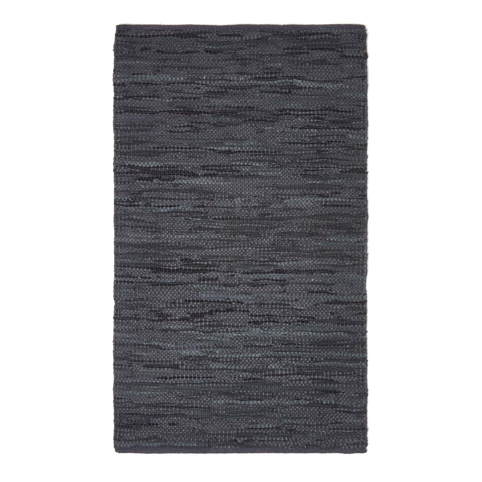 Denver Leather Woven Rug | 150cm x 95cm | Black