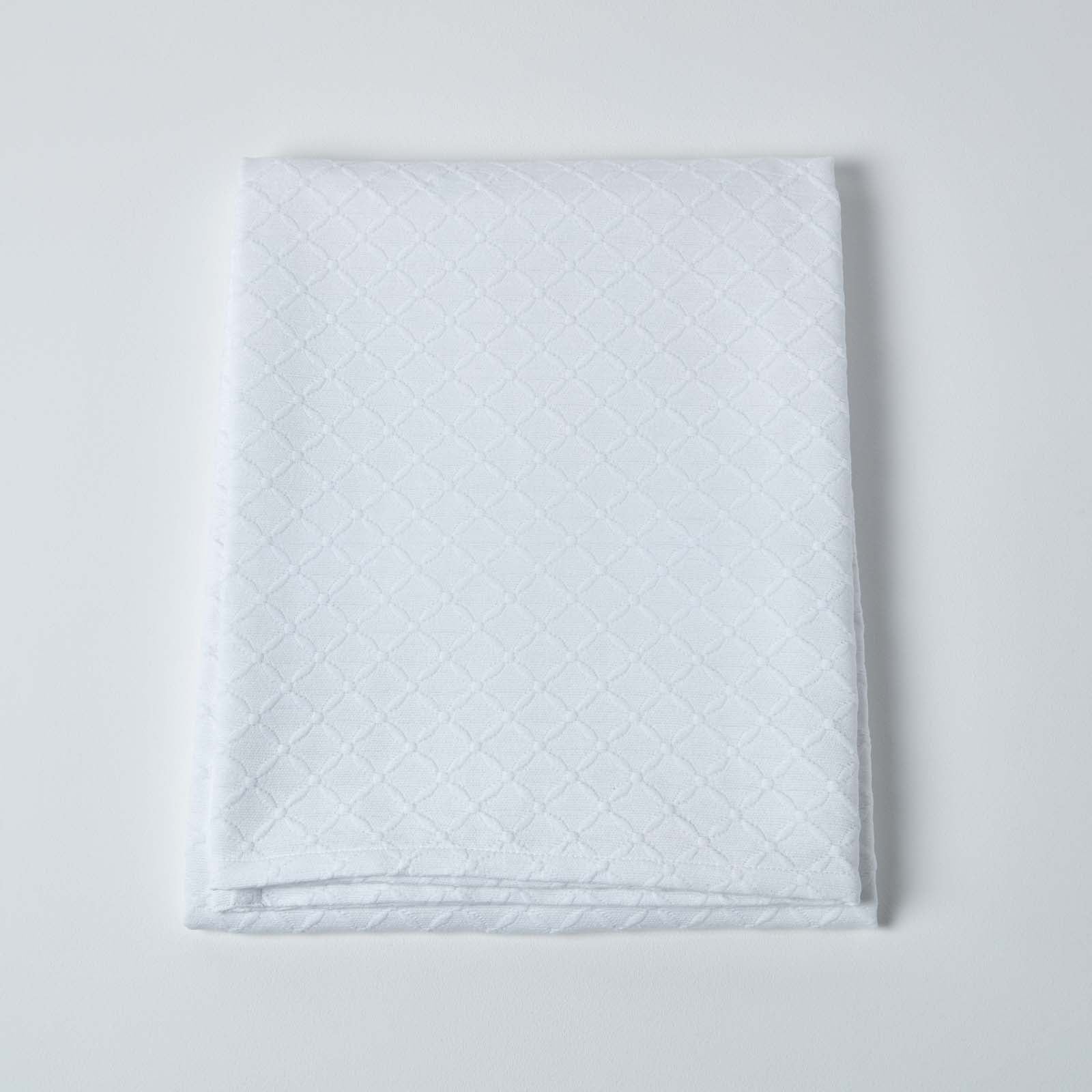 Cotton Contemporary Diamond Pattern Matelassé Bedspread | 230cm x 260cm | White