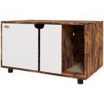 Hidden Cat Litter Box Furniture With Sand Drain Pad, Rustic Brown