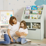 Kids Bookshelf, Toy Box W/ Storage Drawer, Wheels, For Bedroom | Green