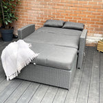 Oasis 2 Seater Outdoor Rattan Sofa & Daybed For Garden Patio Relaxation | Grey