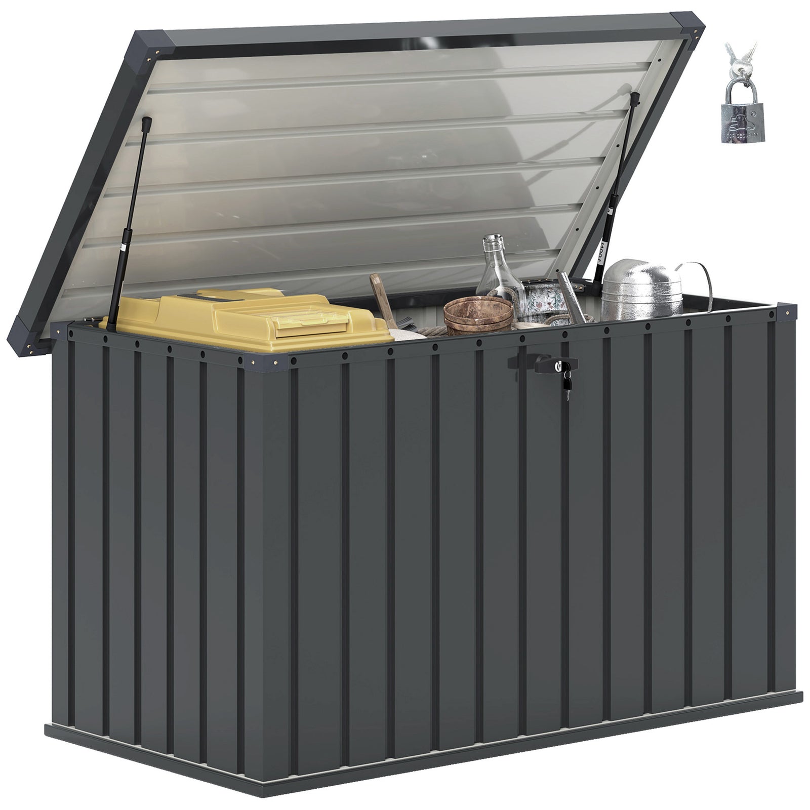 400l Waterproof Metal Outdoor Storage Box With Lock And Keys