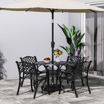 Set Of 5 Retro Garden Bistro Set Cast Aluminium With Cushions | Set of 5 | Black