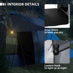 4-6 Man Large Camping Tent With 2 Bedroom And Living Area | Blue