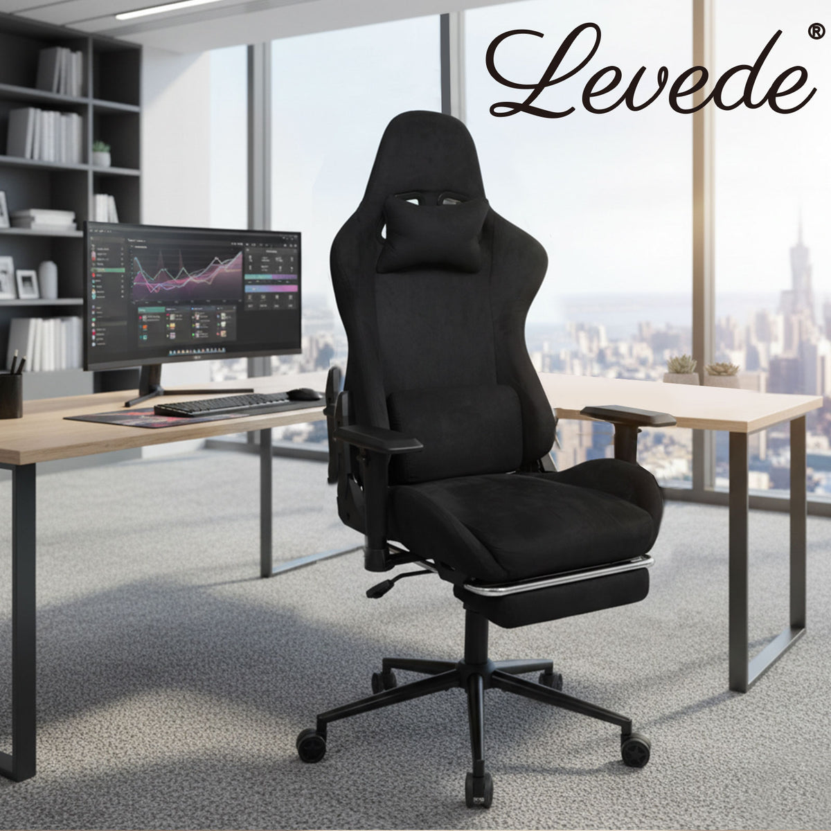 Ergonomic Office Chair 165° Reclining Executive Computer Chair With Spring Seat | Black