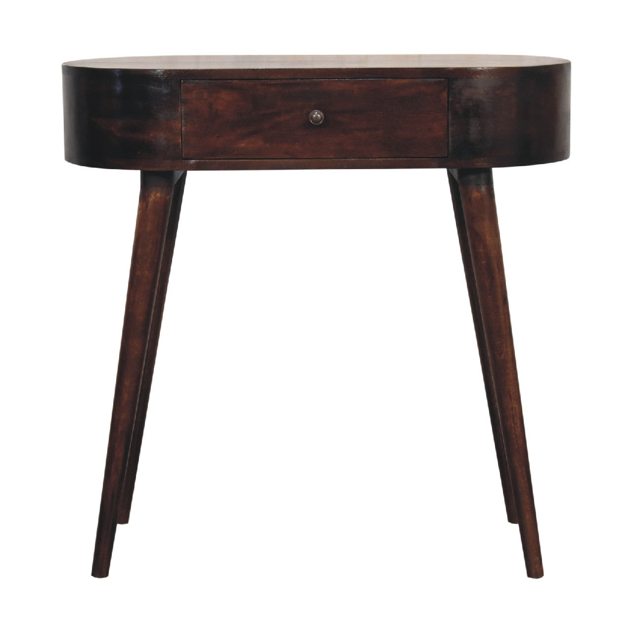 Solid Wood Albion Light Walnut Console Table, 1 Drawer, Dark Brown