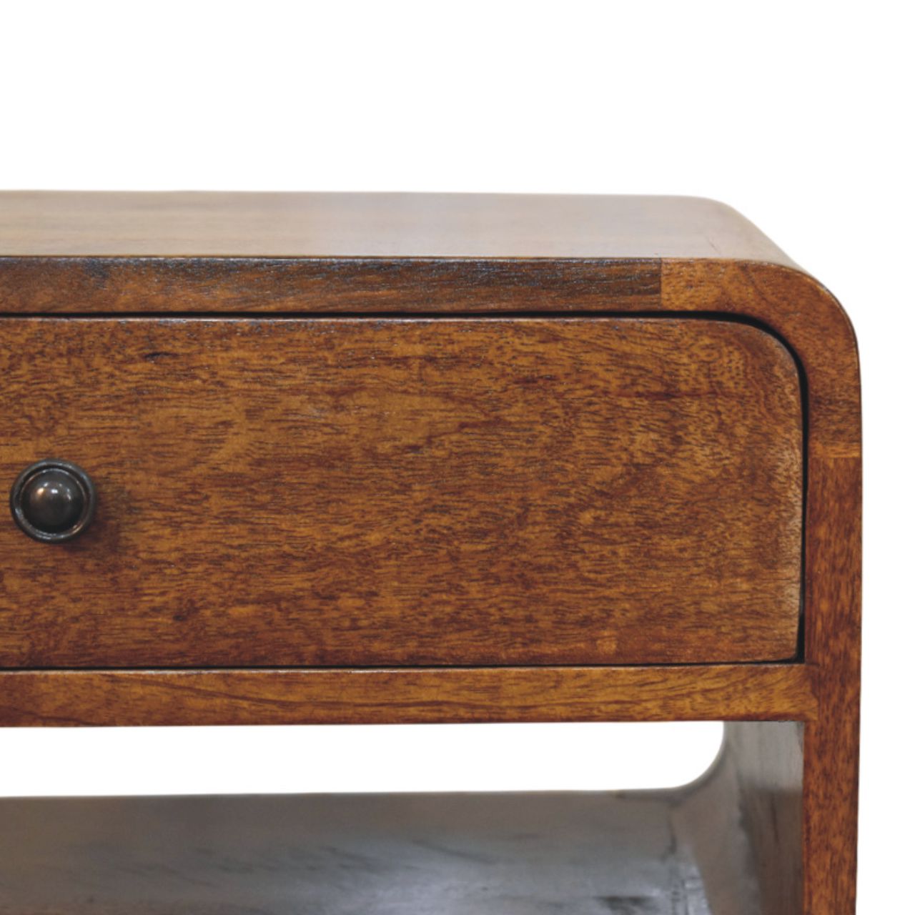 Solid Wood Avora Chestnut Nightstand With Drawer And Open Slot