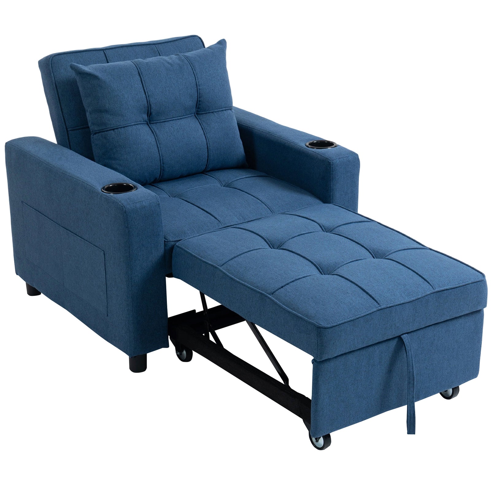 3-in-1 Sofa Bed, Convertible Sleeper Chair With Adjustable Backrest | Blue