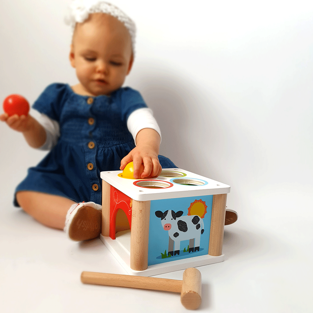 Wooden Tap Tap Ball Hammer Toy