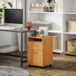 60cm Filing Cabinet With Drawers And Open Shelf | Natural