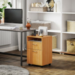 60cm Filing Cabinet With Drawers And Open Shelf | null | Natural