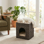 PawHut 2-tier Wicker Cat House, Rattan Cat Bed With Washable Cushions