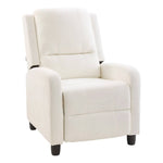 Living and Home Chenille Recliner Chair – Push-back Single Sofa With 140° Recline & Footrest, White Beige