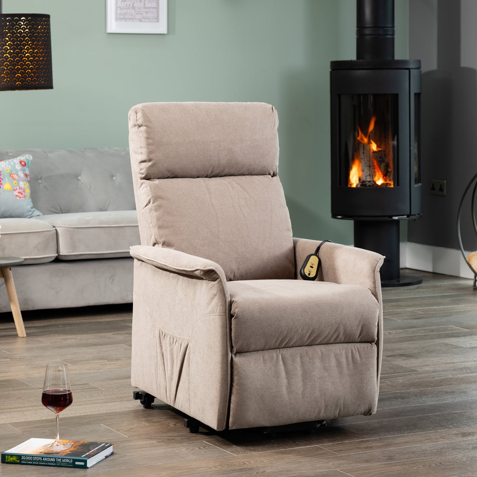 Milan Electric Lift Assist Rise And Recline Chair | Cappuccino