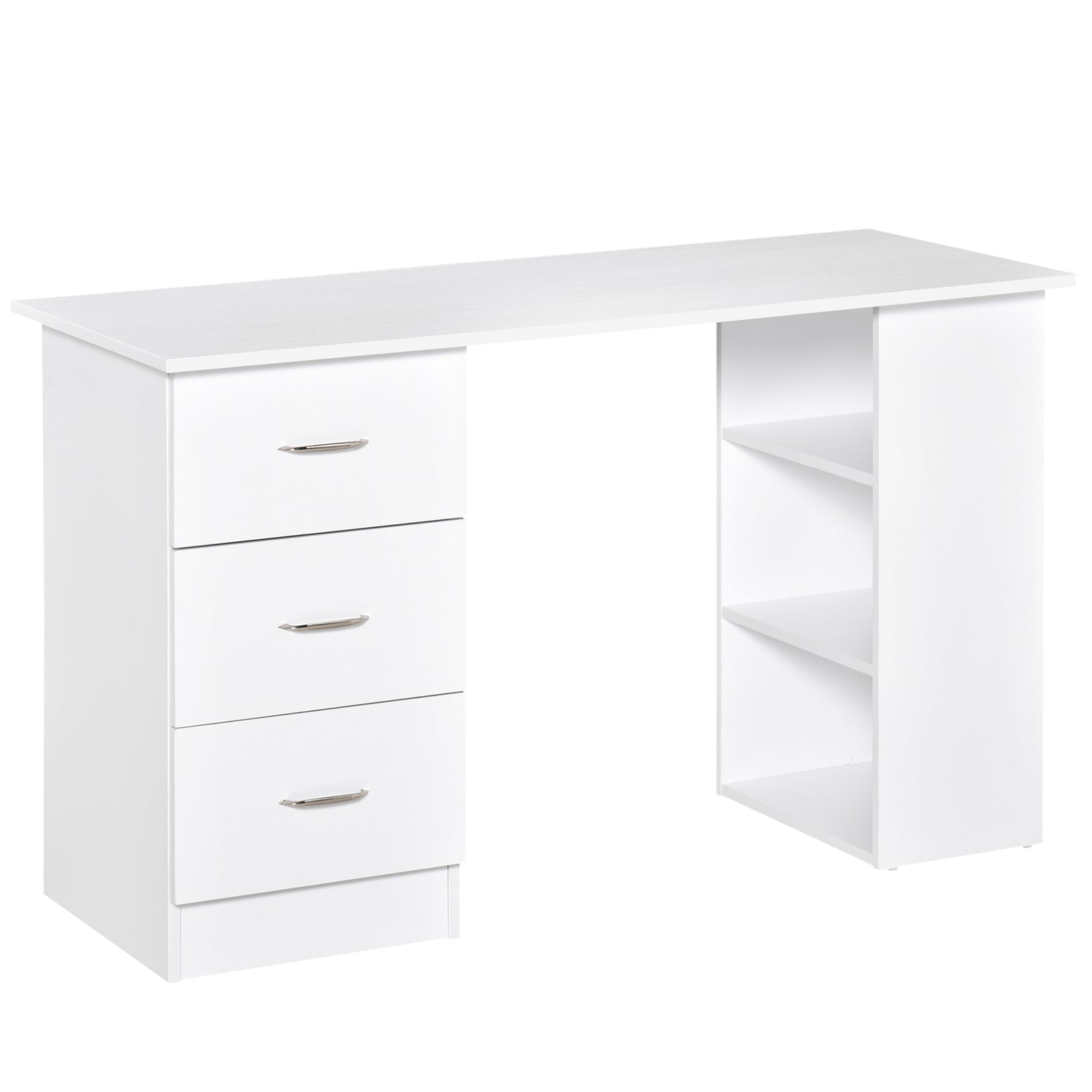 120cm Computer Desk Pc Table Workstation W/ 3 Shelf & Drawer | White